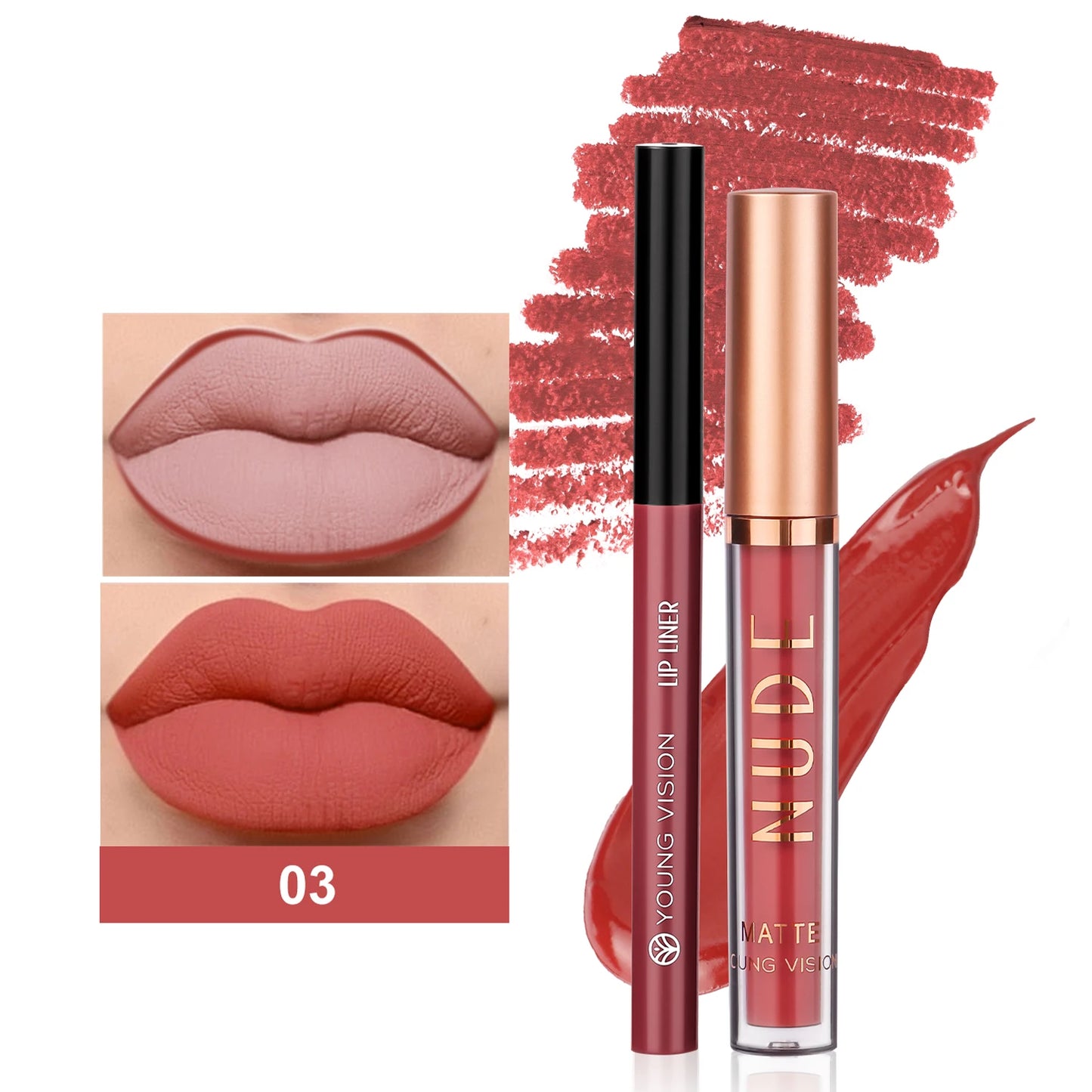 Pack lipstick liquide + lip liner mat