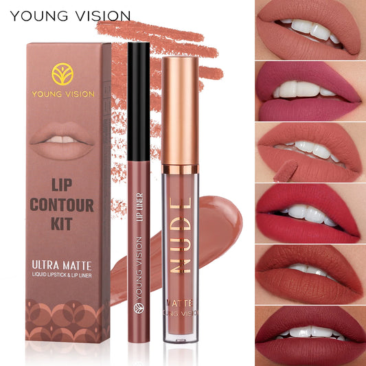 Pack lipstick liquide + lip liner mat