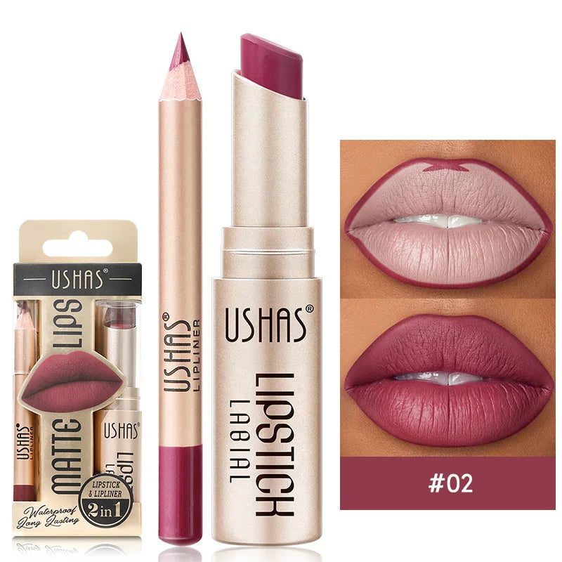 Pack lipstick + lip liner mat