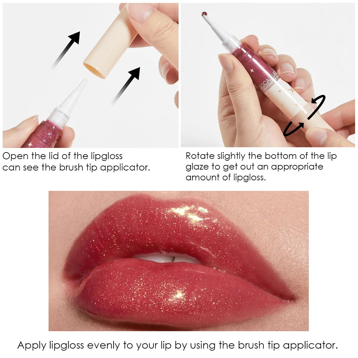 Gloss pailleté avec applicateur