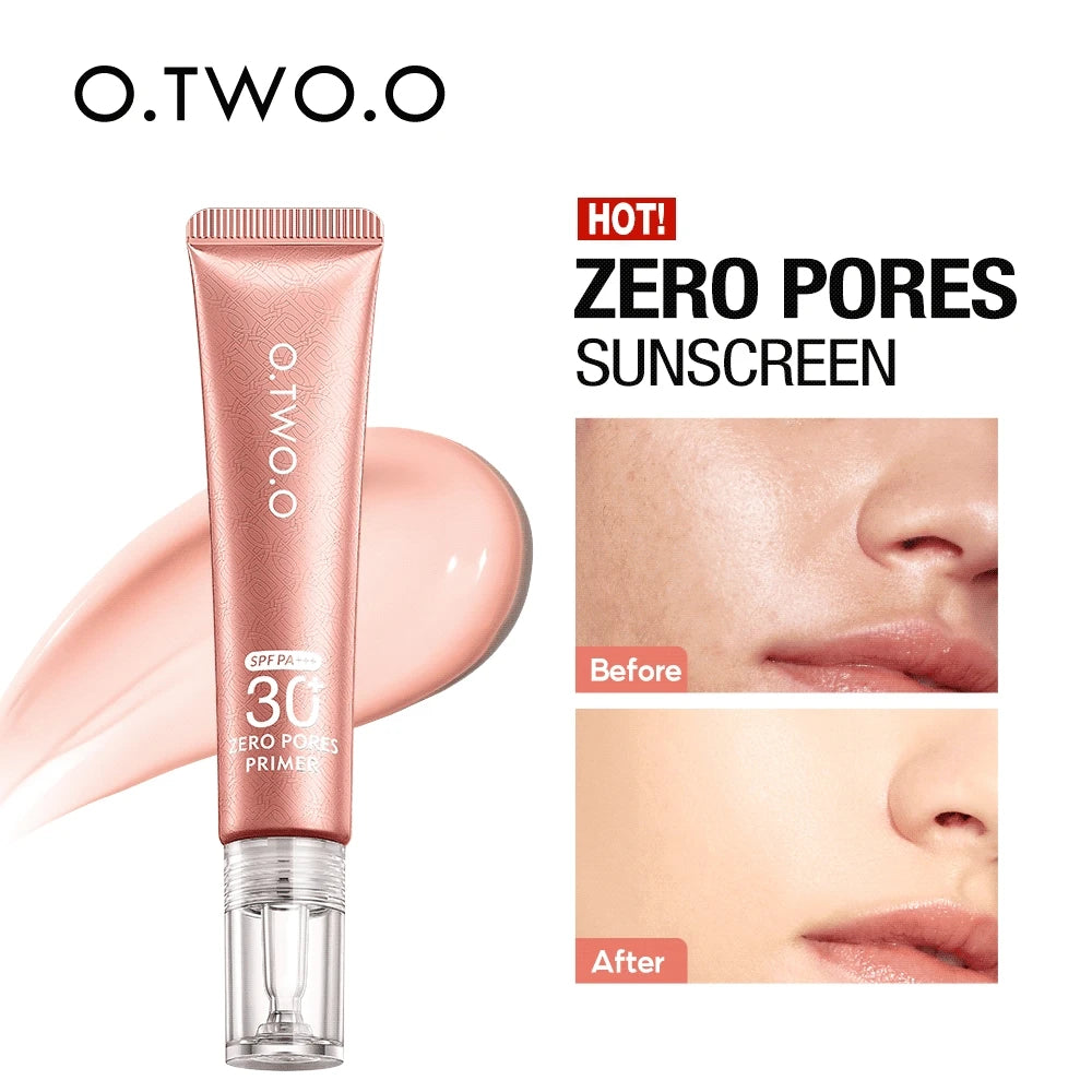 O.TWO.O Face Primer Makeup Base Suncreen SPF30 Invisible Pore Smooths Fine Lines Oil-Control Brighten Moisture Primer Makeup