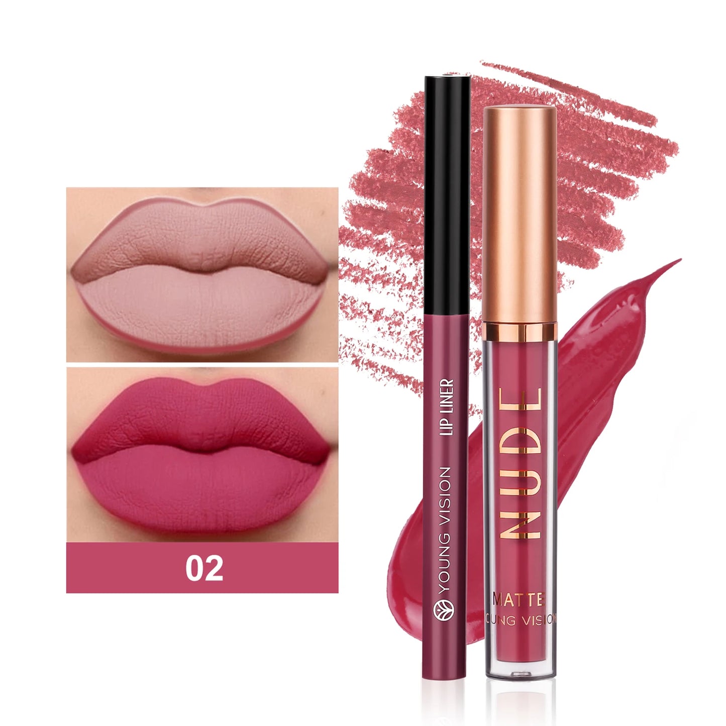 Pack lipstick liquide + lip liner mat