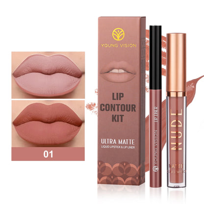 Pack lipstick liquide + lip liner mat