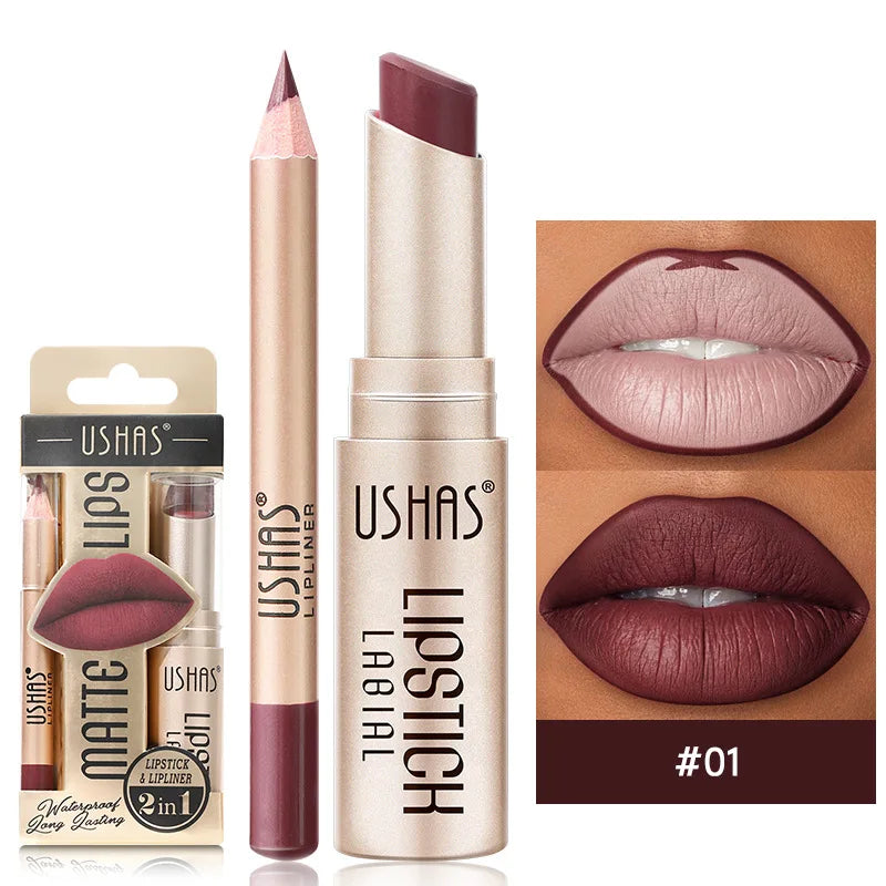 Pack lipstick + lip liner mat